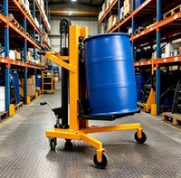 Chariot de manutention de fûts hydraulique professionnel industriel 350 kg, robuste, manuel, en acier, à trois roues, pour fûts en fer et en plastique