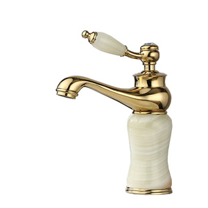 Robinet de lavabo de salle de bain en laiton poli rétro européen avec cartouche céramique, monocommande, à poser sur le comptoir, pour chambre à coucher - Product Image 1