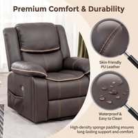 Fauteuil inclinable électrique multifonctionnel pour salon et chambre à coucher, avec fonction massage et porte-gobelet