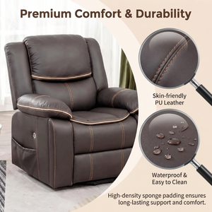 Sillón Reclinable Eléctrico de Doble Uso para Sala de Estar y Dormitorio, Sofá Reclinable Eléctrico con Función de Masaje y Portavasos - Product Image 5