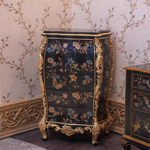 Yips-Conjunto de muebles de dormitorio de lujo con diseño floral pintado a mano, serie americana, blanco, arroz, clásico europeo - Product Image 4