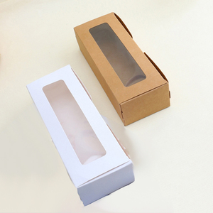Biscuit Chocolate Macaron Packaging Drawer Box Custom Eco-Friendly Kraft White Cardboard Dessert Box With Window