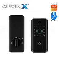 Serrure de porte intelligente à empreinte digitale Auvinx, WIFI, mot de passe, carte sans clé, pour appartement/chambre, pêne dormant numérique, application Tuya, style américain