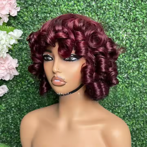 Peluca de cabello humano al por mayor, flequillo rizado, rollo de <span class=keywords><strong>huevo</strong></span>, máquina SDD, peluca explosiva, proveedor de cabello humano virgen, <span class=keywords><strong>pelo</strong></span> alineado con cutícula ondulada hinchable - Product Image 5