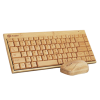 Clavier et souris en bois de bambou sans fil USB, Kit combo, clavier et souris multimédia d'ordinateur, ensemble cadeau