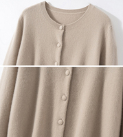 Vente en gros OEM & ODM – Cardigan en cachemire 100 % tricoté de Mongolie intérieure pour femme, col rond, couleur unie – Vente directe usine