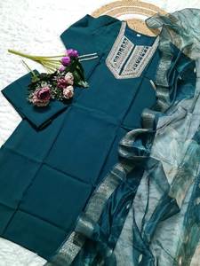 Ensemble Salwar Kameez pour femmes, moderne, bleu, ethnique, brodé, pantalon, dupatta, matière viscose à séchage rapide, pour les fêtes, indien/pakistanais - Product Image 6