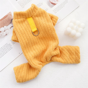 Ribbed Flannel Dog Coat Thickened Warm Four-Legged Clothing <b>For</b> Teddy Corgi <b>Cats</b> Winter Pet <b>Clothes</b> - Product Image 2