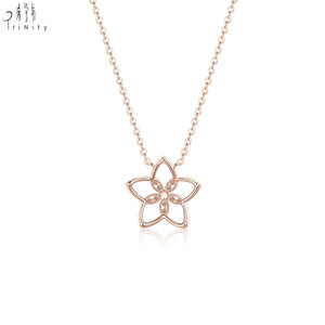 Collier tendance de haute qualité en or rose massif 18 carats avec pendentif étoile et diamant naturel, vente en gros pour l'exportation - Product Image 3