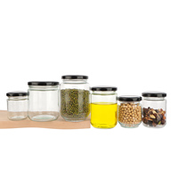 Food Grade bundar transparan 25ml hingga 1000ml Jam madu stoples penyimpanan kaca Jelly dengan tutup kedap udara logam