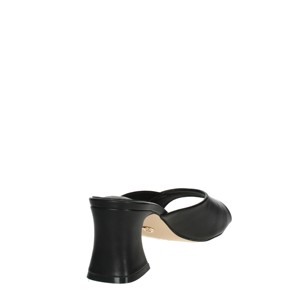 Pantofole nere Gd40 con cinturino alla caviglia 8cm tacco sottile da ufficio pump a punta aperta tacco sandali con strass soletta - Product Image 3