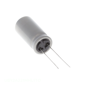Condensador radial de aluminio de 220 uF, 20%, 100 V, canal del fabricante UBY2A221MHL1TO, de montaje a través de orificio. - Product Image 1