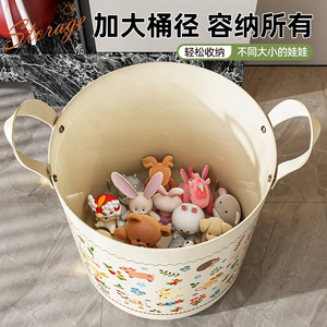 Cartoon Printed <b>Storage</b> Bin Round Large Capacity Household Organizer With Lid For <b>Clothes</b> And Toys - Product Image 5