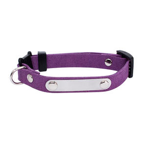 <span class=keywords><strong>Collar</strong></span> de poliéster suave para gatos domésticos con patrón sólido y etiqueta de nombre de acero inoxidable - Product Image 1