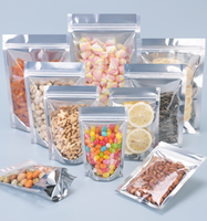 Emballage souple professionnel personnalisable et réutilisable en PE de qualité alimentaire plaqué argent pour sacs debout