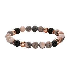 Bohemian Natural Stone Beaded Bracelet <b>Rose</b> <b>Gold</b> Plated Unisex Jewelry - Product Image 1