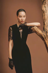 ODM collants en velours de haute qualité élégants pour femmes, longueur midi, décoration du dos en dentelle d'automne personnalisée antistatique - Product Image 6