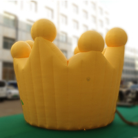 Couronne gonflable géante jaune avec impression Joyeux Anniversaire pour la décoration de fête d'anniversaire, scène de centre commercial, accessoire de scène