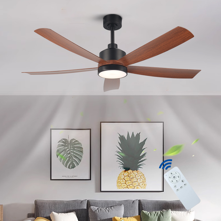 Long Life 52 Inch Indoor Living Room 5 ABS Blades Led Ceiling Fan Light With Remote Control