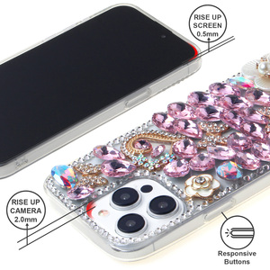 เคสโทรศัพท์มือถือลายผีเสื้อวิบวับ น่ารัก หรูหรา ประดับเพชร คริสตัล กลิตเตอร์ กันกระแทก - Product Image 4