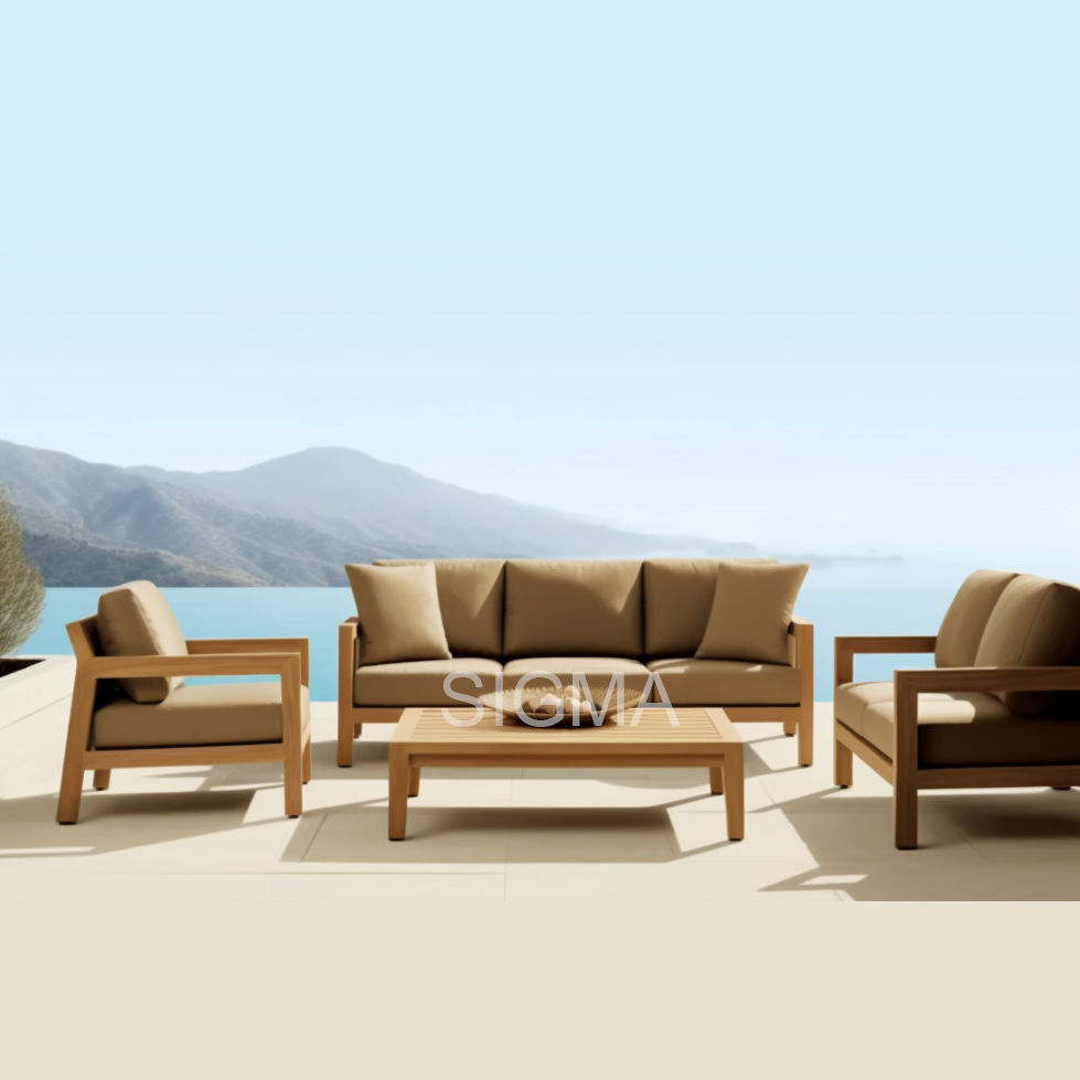 All Weather New Wholesale Patio Garden Pool Sun Furniture Set Solid Wood Teak Outdoor Chaise Chair Soft Cushion
