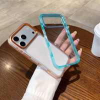 Coque de téléphone magnétique translucide antichoc en acrylique transparent avec anneau métallique pour caméra pour iPhone 17 Pro Max