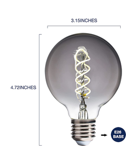Lampe LED flexible à filament de couleur fumée surdimensionnée, double spirale G125 4w, options E26 E27, lampe LED pour décoration intérieure - Product Image 2