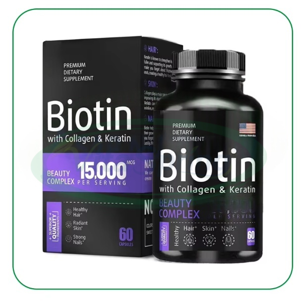 VitaSpring Private Label D-biotin Calcium and Collagen 120 Tablets Plus Supplement Raw Biotin Tablets for Hair Growth