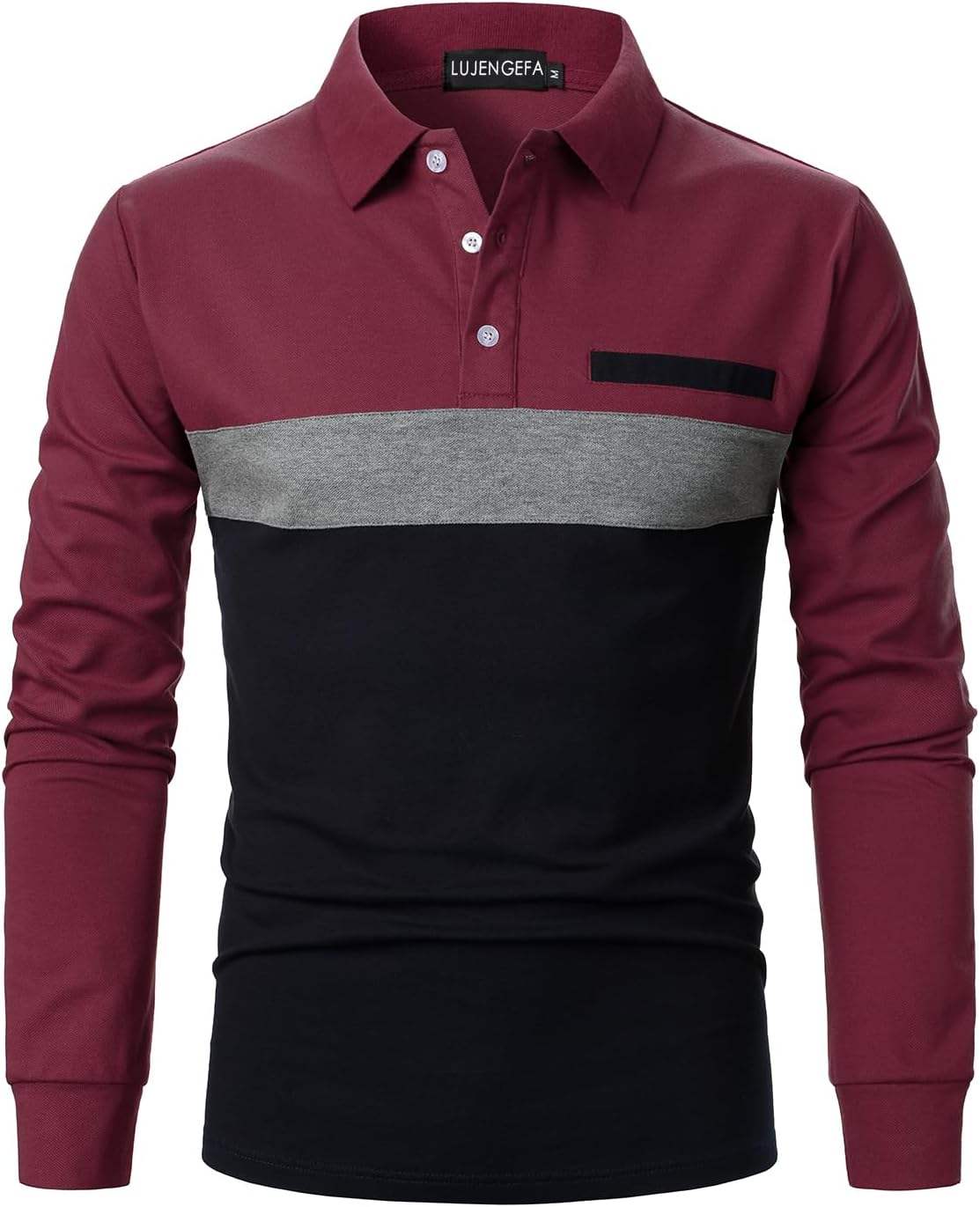 Long Sleeve Wine Red+grey+navy Blue