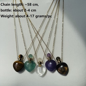 Collar con colgante de cristal de amatista y cuarzo rosa para <span class=keywords><strong>mujer</strong></span>, botella de aceite esencial, venta al por mayor - Product Image 5