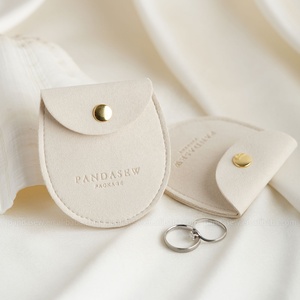 PandaSew Custom Logo Luxury 1.4mm Microfiber <b>Ring</b> Necklace Earrings Gift Package Button Bag Jewelry Pouch - Product Image 3