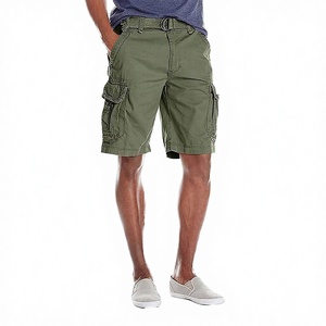Pantalones Cortos Cargo de Punto Sólido para Hombre con Cierre de Botones, Cintura Media, Bolsillos, Ajuste Relajado Clásico, Tela Twill, Estilo Casual Largo - Product Image 3