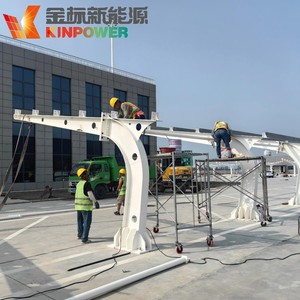 Système hybride de carport solaire pour 6 voitures avec structure métallique 24,78 kW connecté au réseau et prêt pour la batterie - Product Image 6