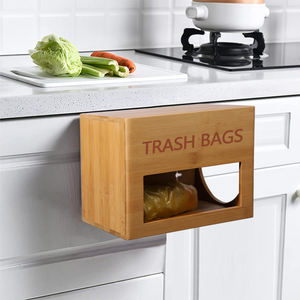 Nouveau distributeur de sacs poubelle en bambou naturel pur boîte de rangement de sacs à ordures pour la cuisine porte-distributeur de sacs poubelle - Product Image 5