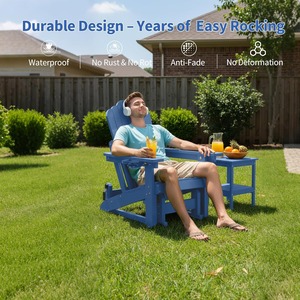 Fauteuil à bascule contemporain d'<span class=keywords><strong>extérieur</strong></span> <span class=keywords><strong>en</strong></span> HDPE avec dossier réglable <span class=keywords><strong>en</strong></span> 3 positions, porte-gobelets toutes saisons, capacité de 400 lb (bleu) - Product Image 3