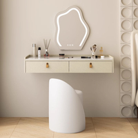 Table de toilette de maquillage de chambre à coucher moderne en bois de commode suspendue luxueuse avec miroir et chaises