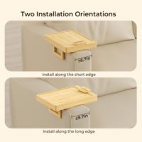 JQ Vente en gros Plateau pour bras de canapé en bambou Rangement double couche avec télécommande Organisateur et fente pour téléphone