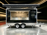 Remorque alimentaire mobile rouge personnalisée entièrement équipée avec structure en acier inoxydable pour la restauration commerciale : hot-dogs, glaces, bonbons, snacks, chips