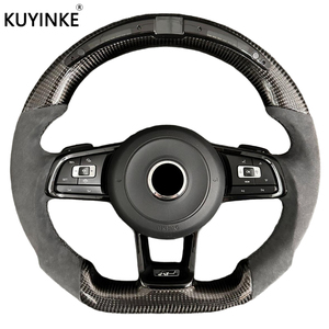 พวงมาลัยแอลอีดีคาร์บอนไฟเบอร์หนังสำหรับ Volkswagen <span class=keywords><strong>VK</strong></span> R-Line Bora Sagitar Magotan B6 7 8 6กอล์ฟ7 CC Passat POLO Tiguan - Product Image 1