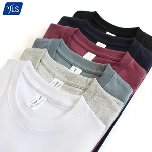 YLS toptan 265Gsm % 100 pamuklu büyük boy özel tasarım kaliteli Crewneck boş erkek T Shirt