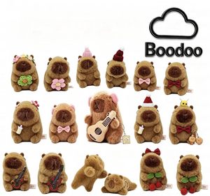 Porte-clés en peluche Capybara Boodoo personnalisé en usine, design guitare, 4 pouces, rembourrage en coton PP, jouet en peluche unisexe pour enfants - Product Image 3