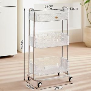 Beauty Salon 3-Layer Acrylic <b>Trolley</b> with Wheels for Salon Spa Therapy Room-Stable & Durable - Product Image 6