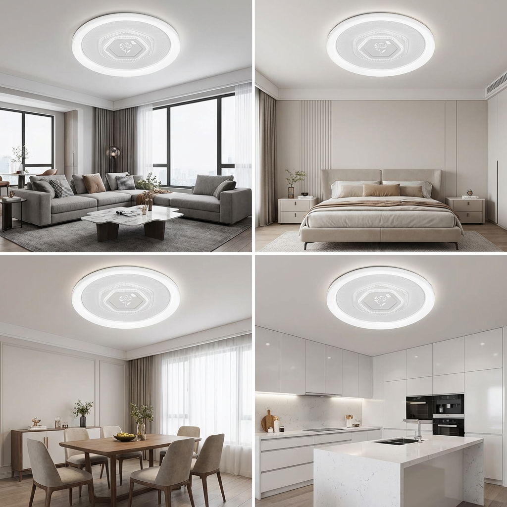 Luxury Floral LED Ceiling Lamp Three Color Changeable Circular Light Energy Saving Fixture for Contemporary House Room Design