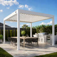 Pergola Commerciale Robuste en Aluminium avec Toit Pare-Soleil à Lames Orientables Imperméables pour Restaurant, Jardin, Bâtiment, Pavillon, Patio
