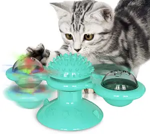 Mascotas juguetes para gatos rompecabezas interactivo de capacitación tocadiscos molino arañazos girando juguetes juego juguete