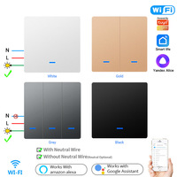 Interrupteur mural intelligent WIFI Tuya pour maison connectée, bouton unique, sans neutre, norme européenne, commande vocale et via application, programmation, 250V / Interrupteur intelligent