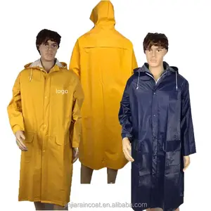 Factory Manufacturer Price Outdoor Work Waterproof Raincoat Heavy Duty PVC Polyester Rain Coat For Men