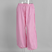 Pantalon droit décontracté bleu uni pour femme avec taille élastique et cordon de serrage, respirant, teint en pièce, idéal pour l'automne et le bureau