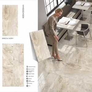 Azulejos de Porcelana con Aspecto de Mármol Brecia Ivory, 60x120cm, Brillantes, para Pisos y Paredes, para Proyectos de Interiores en Etiopía - Product Image 1