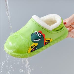 Dinosaure Design Intérieur Hiver Imperméable pour Pantoufles pour Bébé Garçons Filles Antidérapant Doublé Polaire Coton Tissu Confortable Maison U - Product Image 1